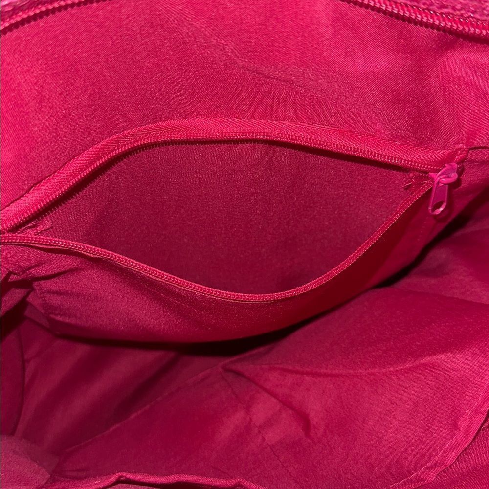 Fuchsia Pink TanβStraw Faux Leather Straps Tote Bag - Picture 7 of 12